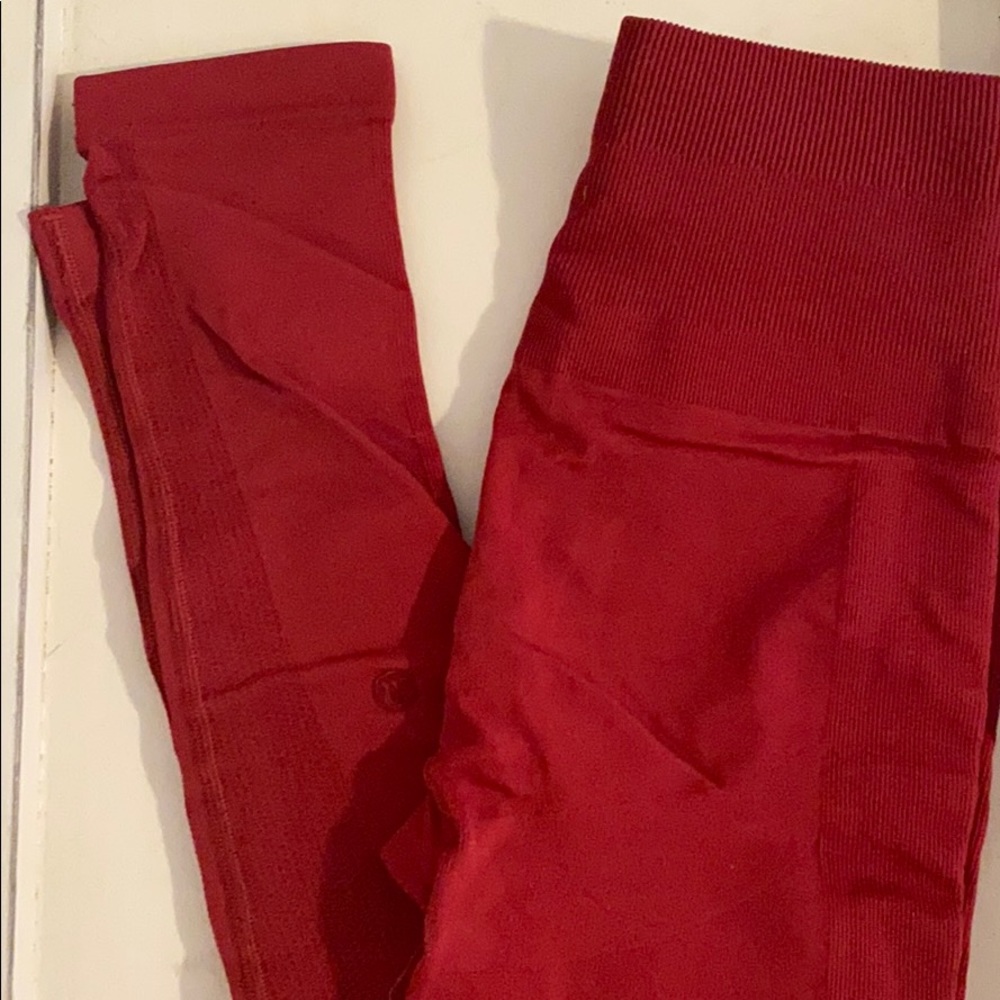 Red LuLu lemon high wasted full length leggings